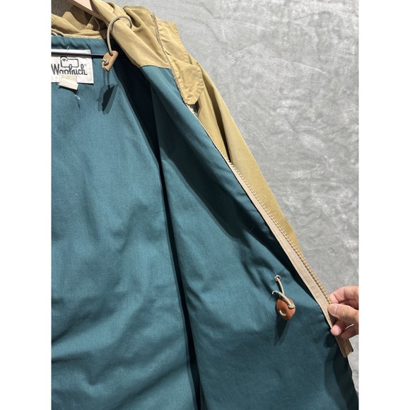 Woolrich Tan Utility Field Jacket Mens Medium Hooded Canvas Workwear USA - Picture 7 of 14
